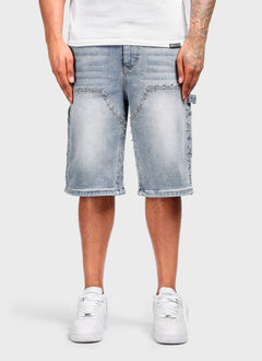 Vintage Double Studded Carpenter Denim Shorts - Blue