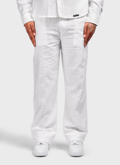 Linen Pleat Pants - White