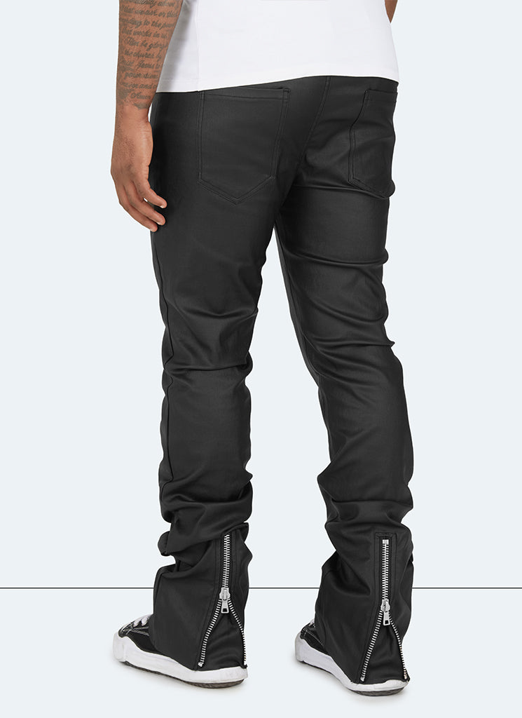 Vintage Flare Wax Hem Zipper Jeans - Black – N V L T Y