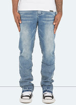 Vintage Flare Hem Zipper Jeans - Blue