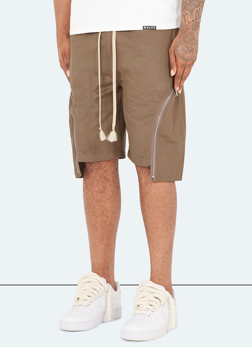Vintage Zipper Cargo Shorts - Mocha