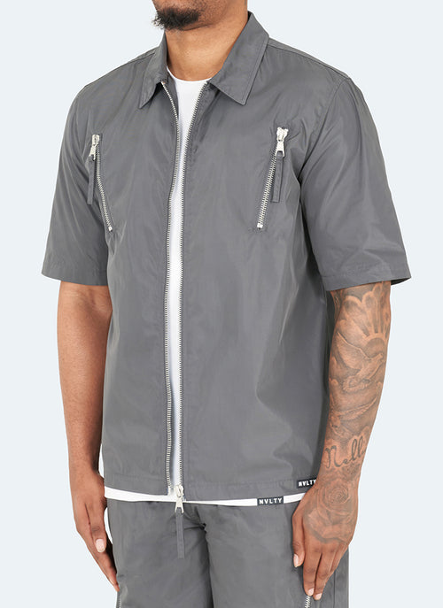 Nylon Zipper Shirt - Grey