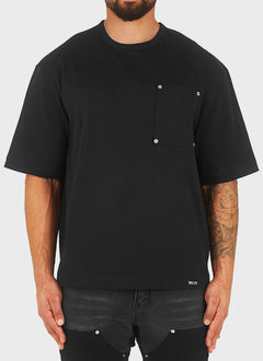 Heavyweight Boxy Rivet T-Shirt - Black