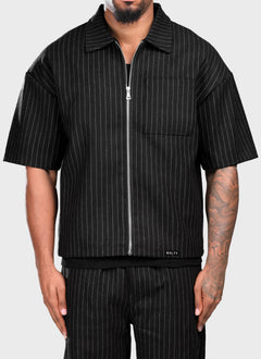 Heavyweight Pinstripe Shirt - Black