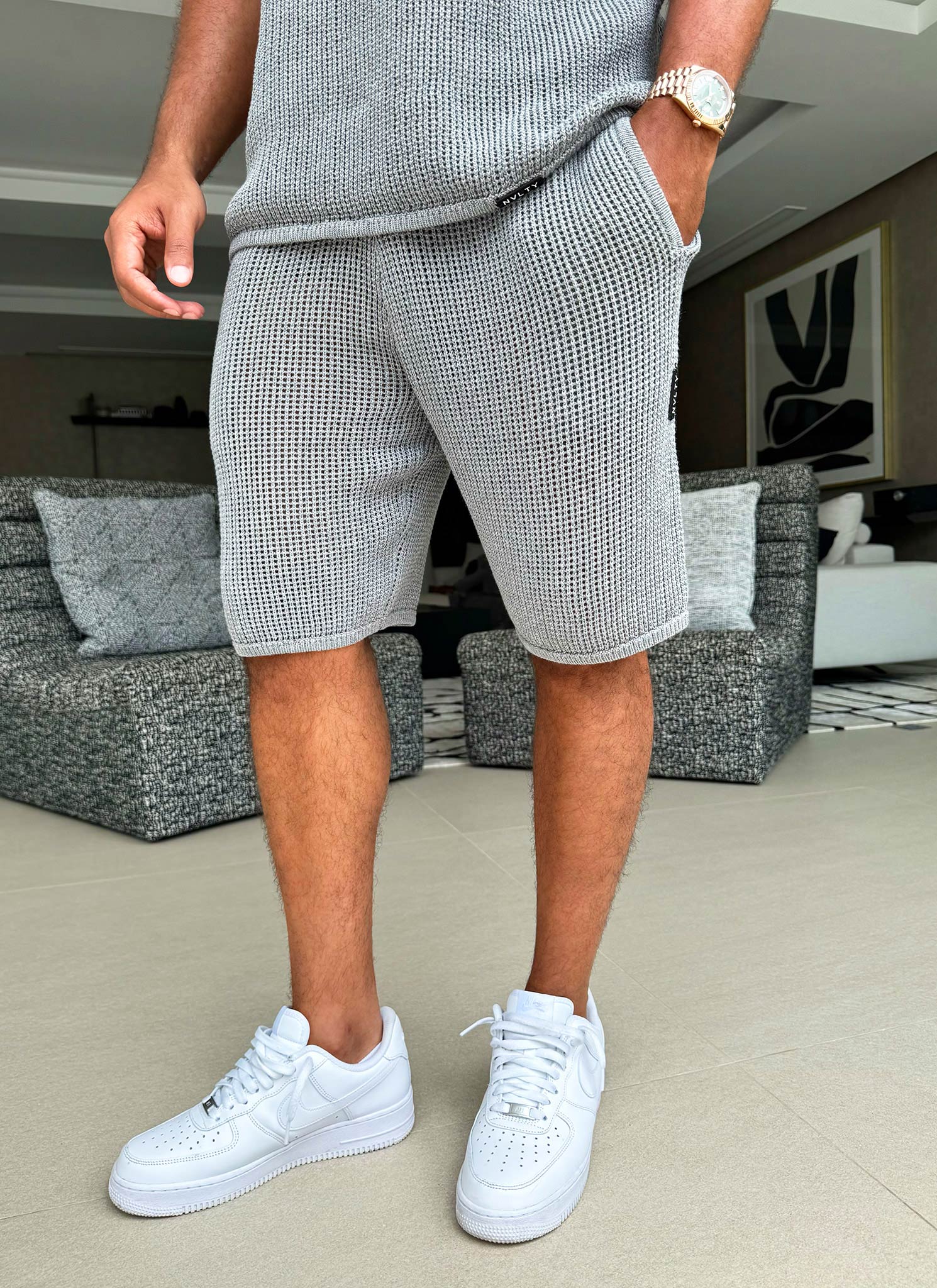 Knitted Shorts - Grey