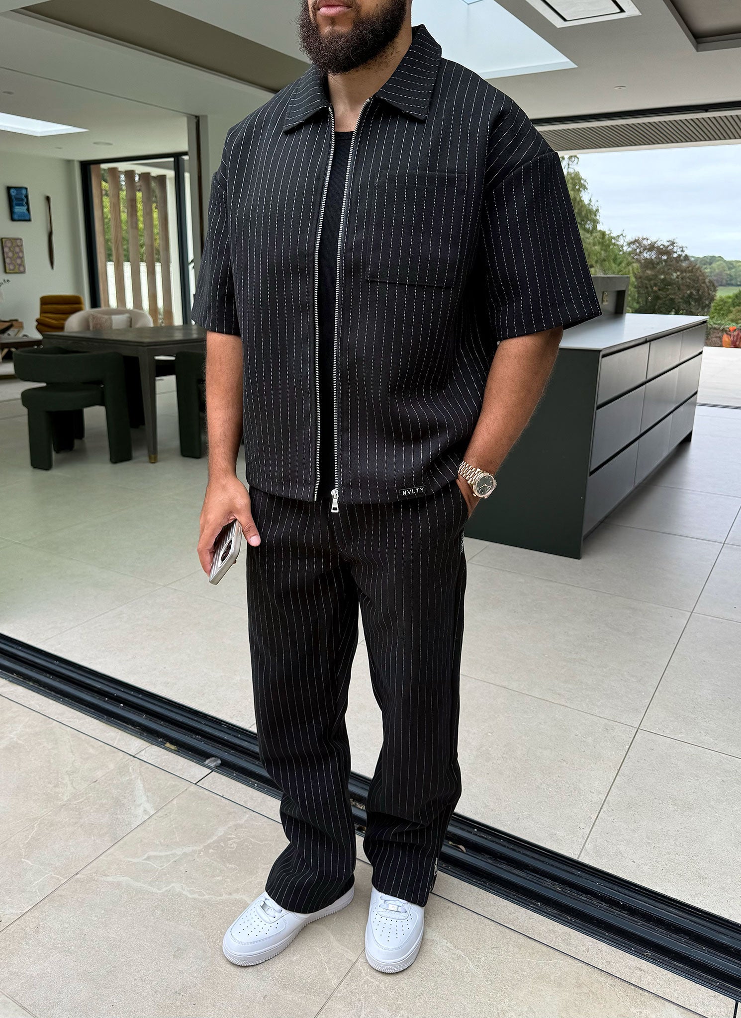 Heavyweight Pinstripe Shirt - Black