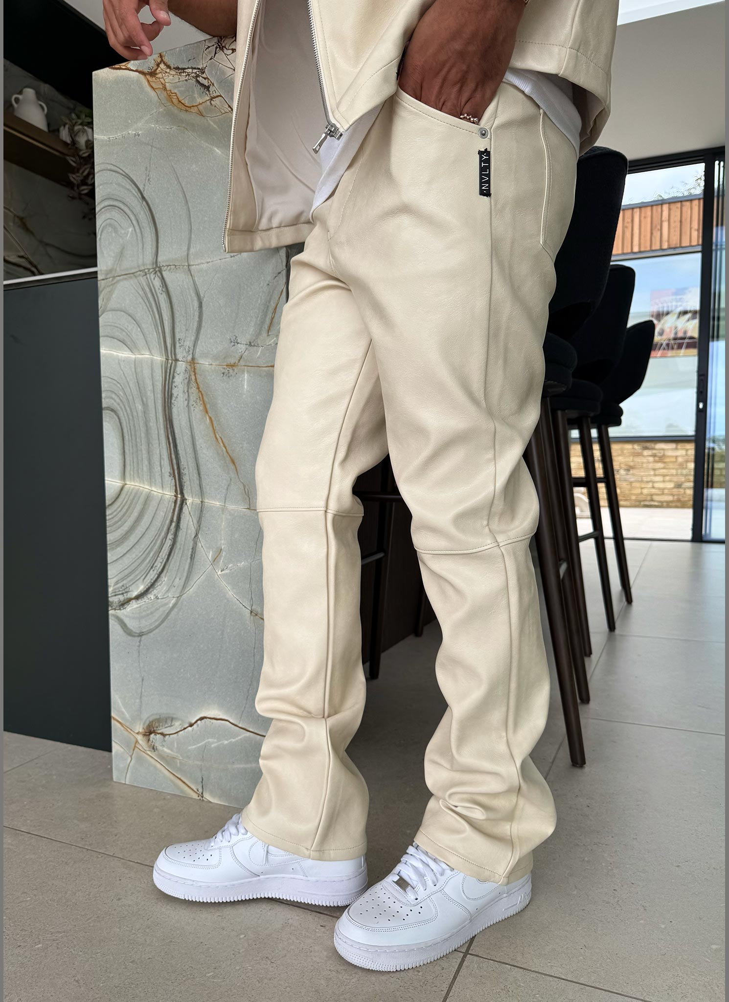 Heavyweight Leather Pants - Ivory