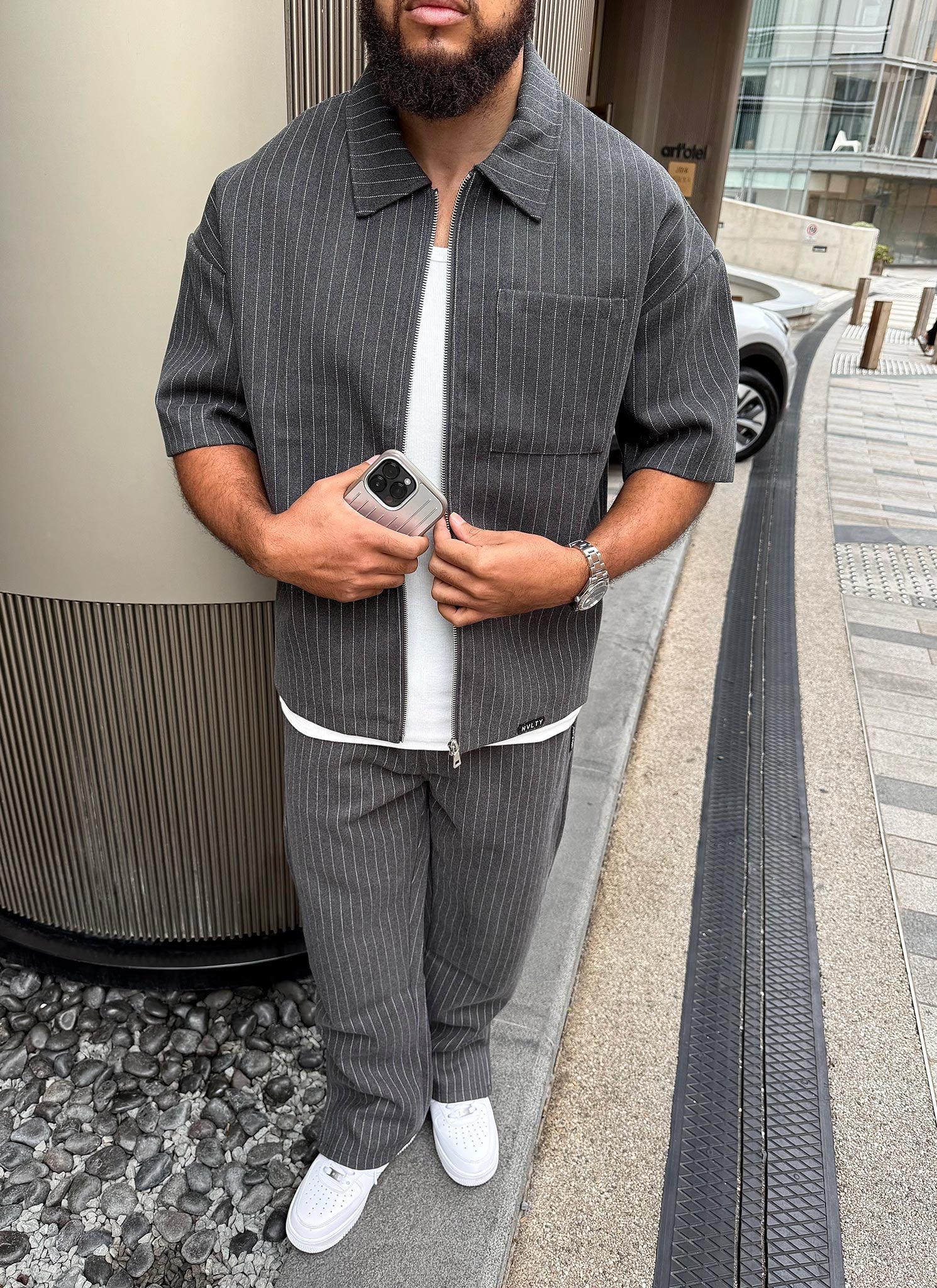 Heavyweight Pinstripe Pants - Grey