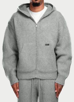 Mohair Zip Hoodie - Grey