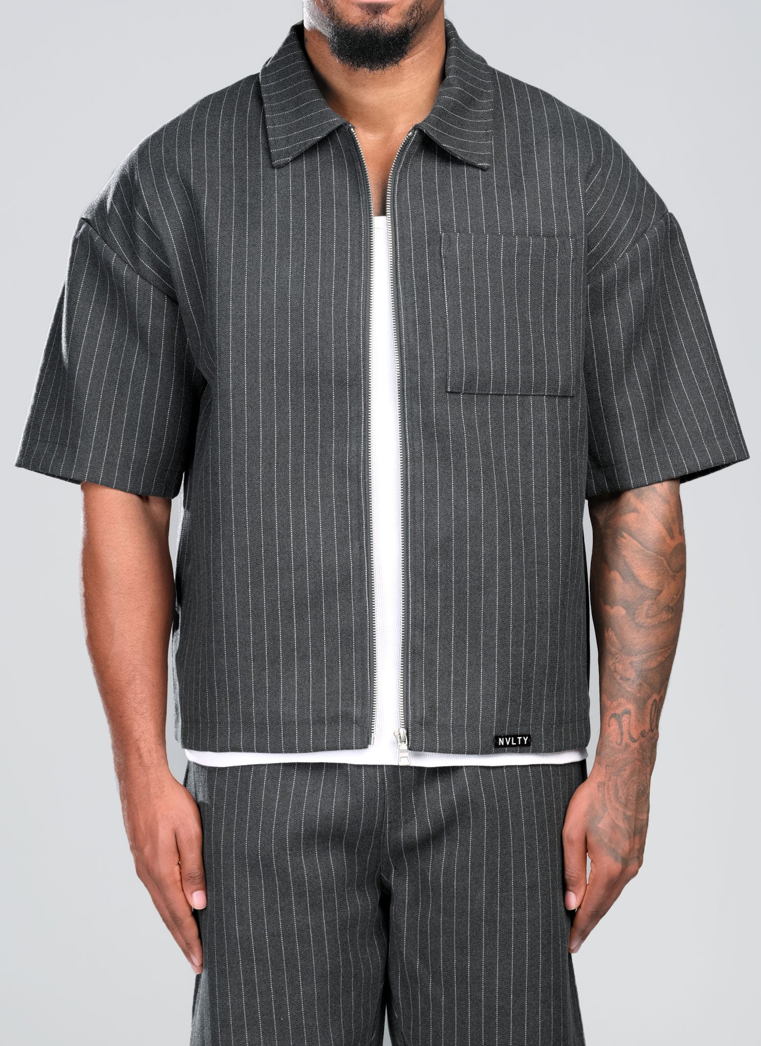 Heavyweight Pinstripe Shirt - Grey