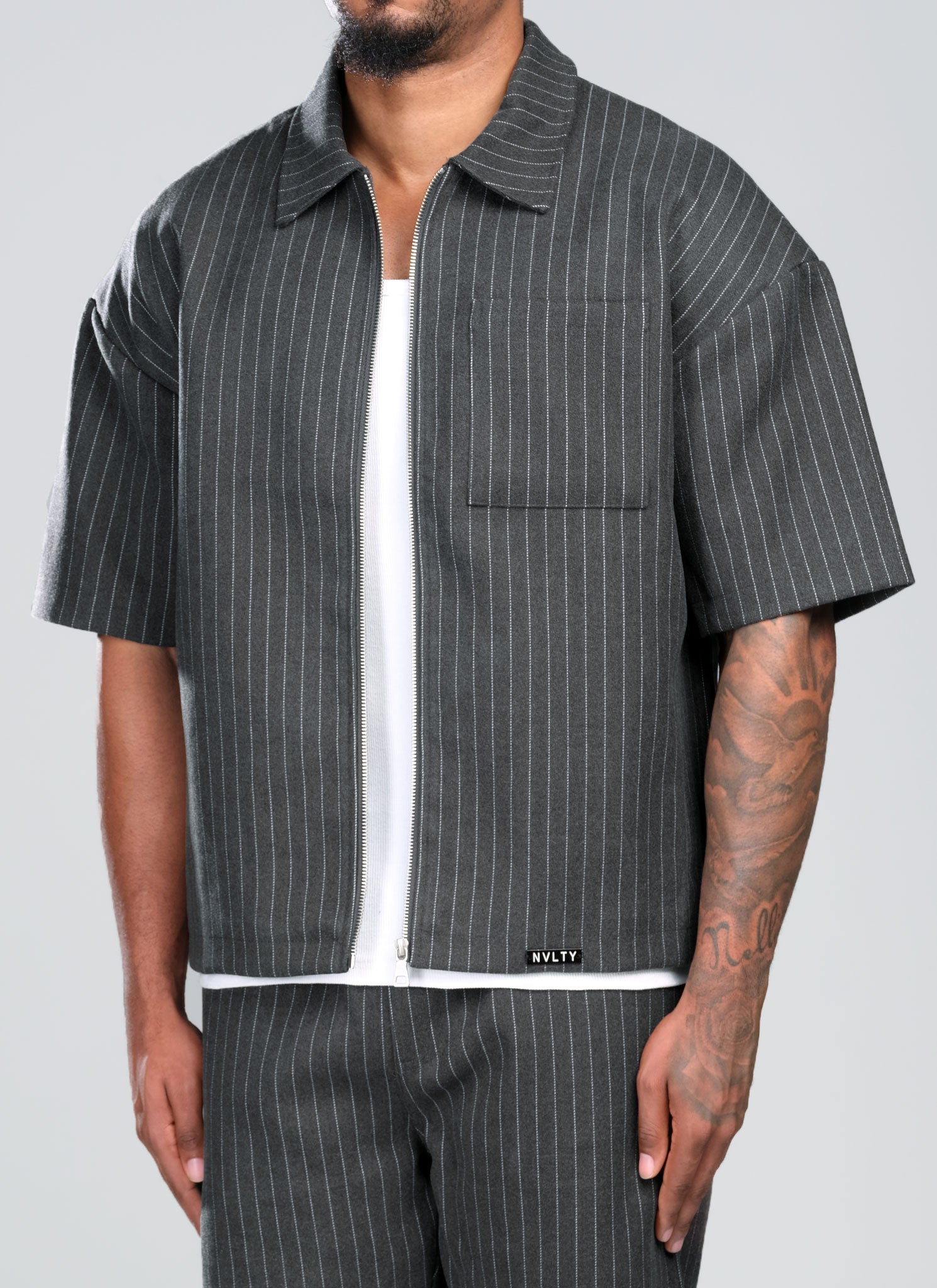Heavyweight Pinstripe Shirt - Grey
