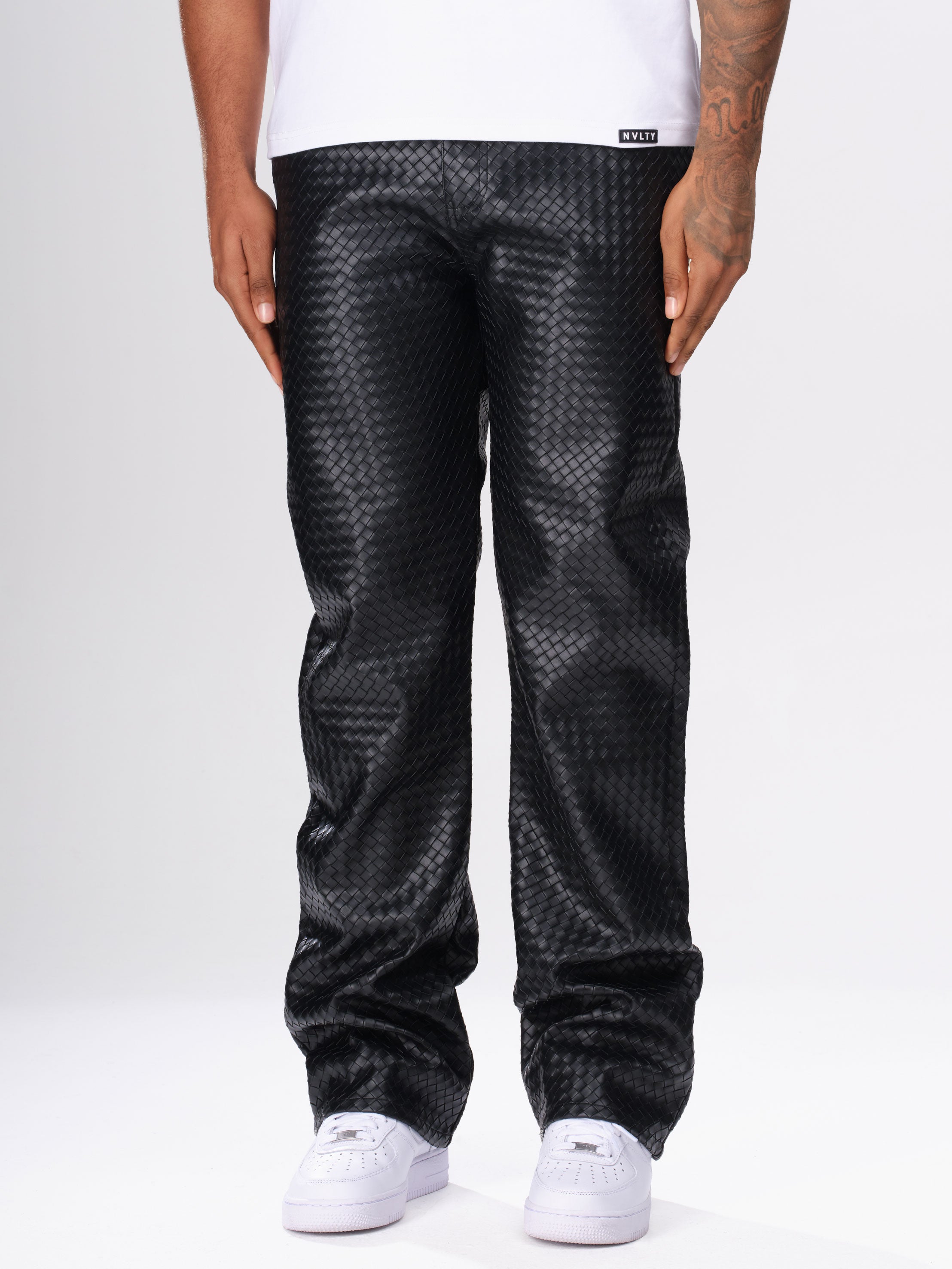 Leather Interlock Pants - Black