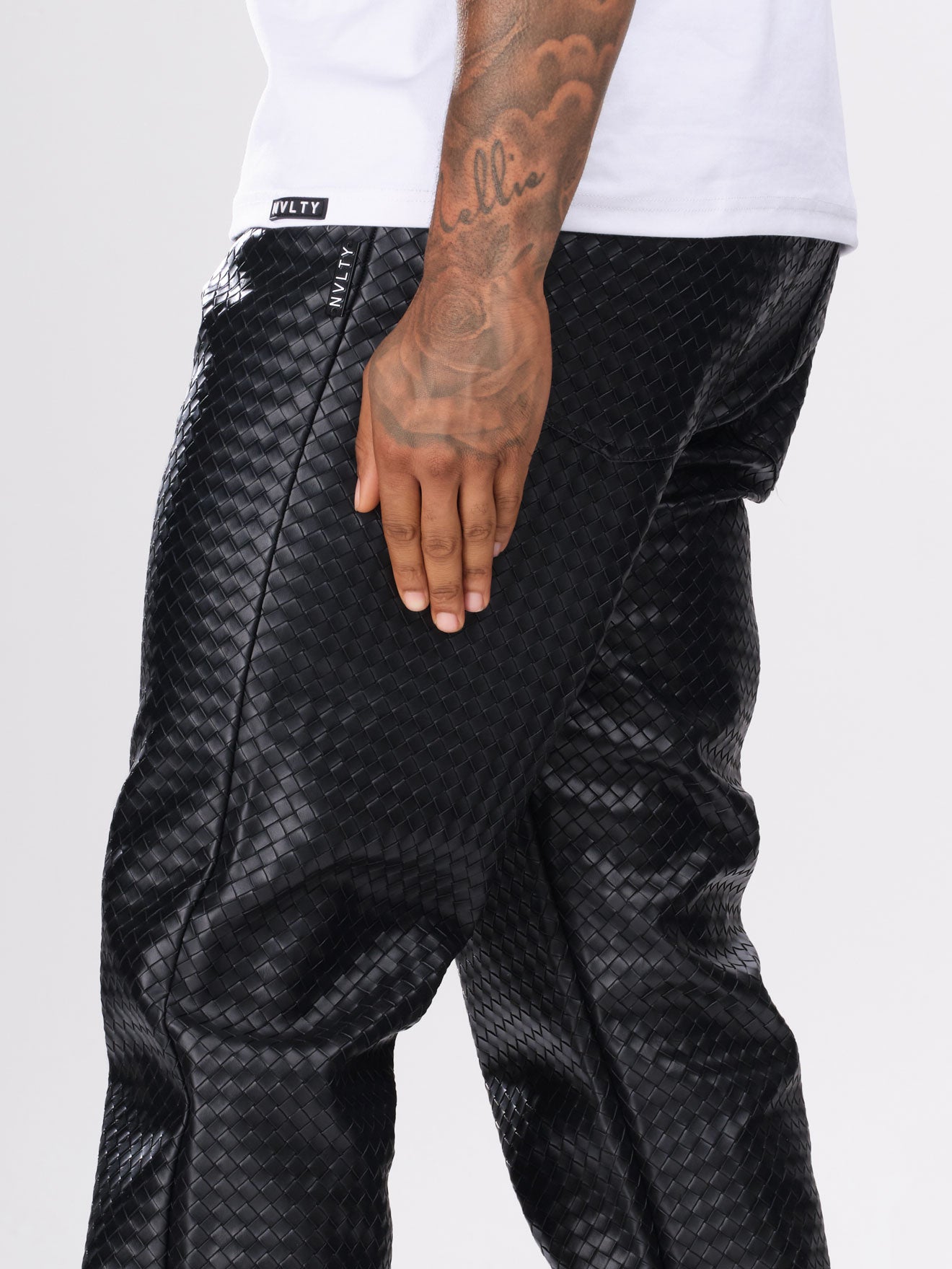 Leather Interlock Pants - Black