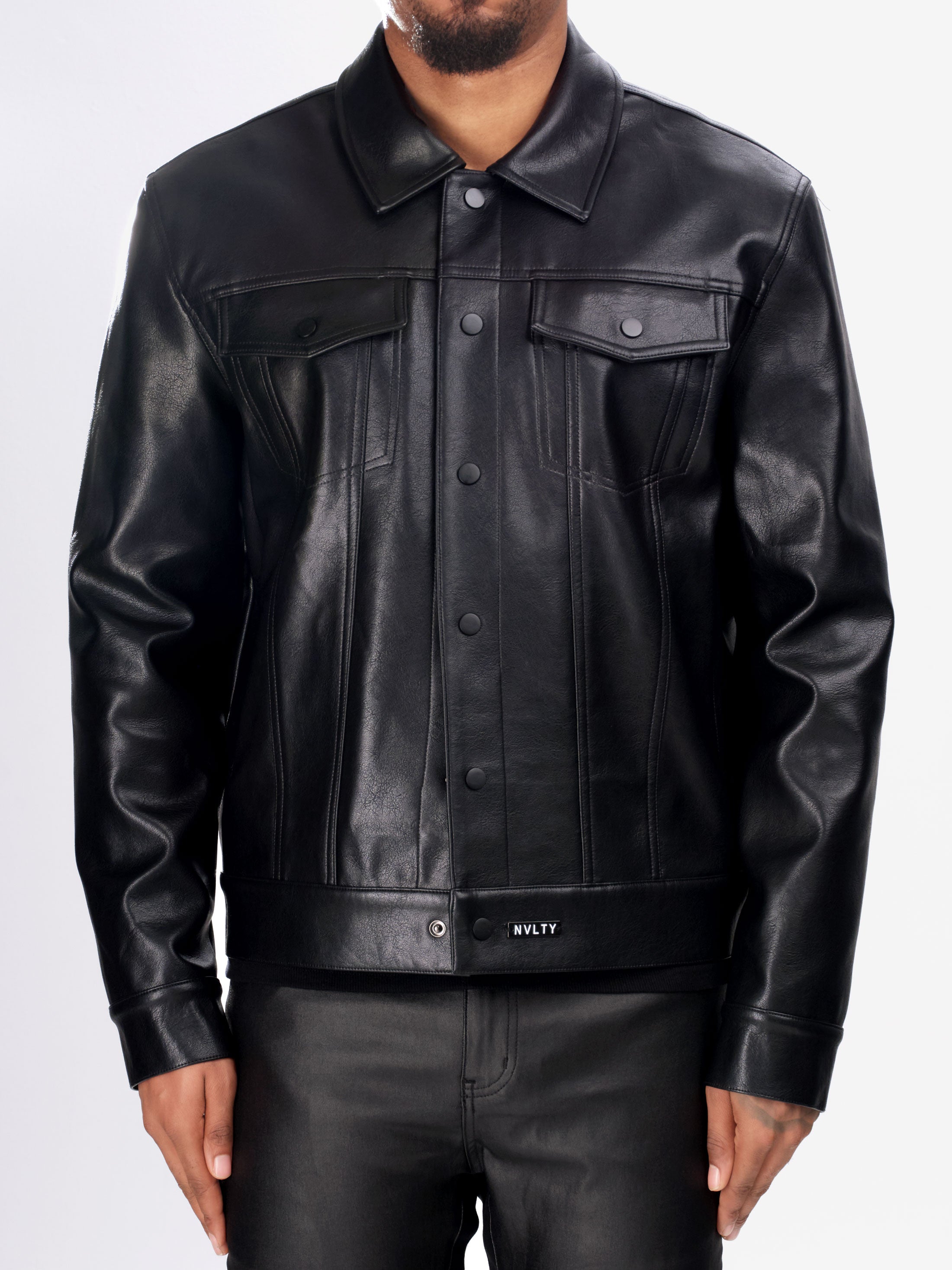 Leather Trucker Jacket - Black