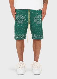 Paisley Mesh Shorts - Green
