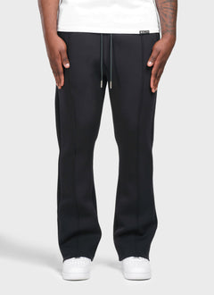 Scuba Structured Flare Pleat Joggers - Black