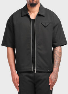 Twill Pocket Square Shirt - Black