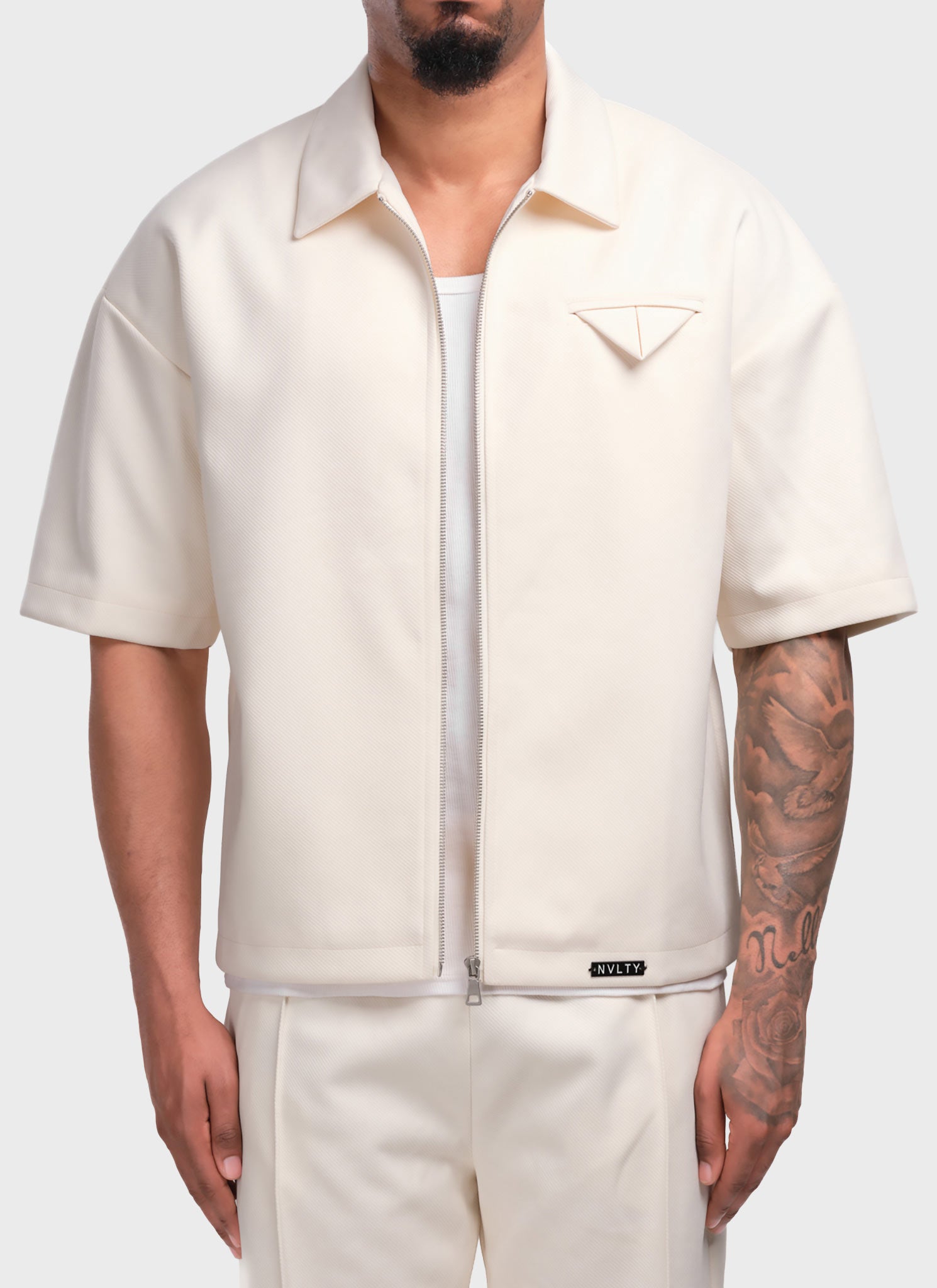 Twill Pocket Square Shirt - Ivory – N V L T Y