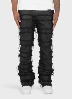 Vintage Flare Wax Thread Jeans - Black