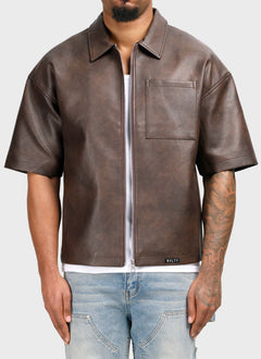 Vintage Heavyweight Leather Shirt - Brown