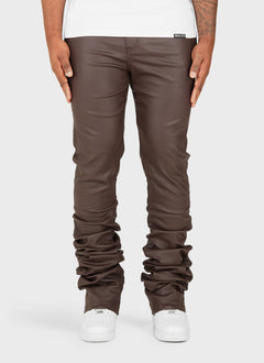 Vintage Stacked Wax Jeans - Brown
