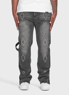 Vintage Carpenter Studded Jeans - Black