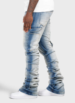 Vintage Flare Tacked Jeans - Blue