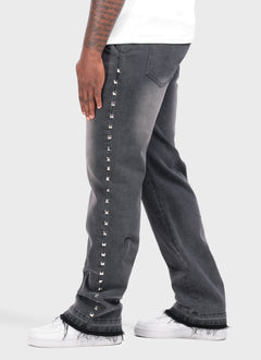 Vintage Pyramid Studded Jeans - Black