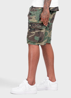 Vintage Studded Cargo Shorts - Camo