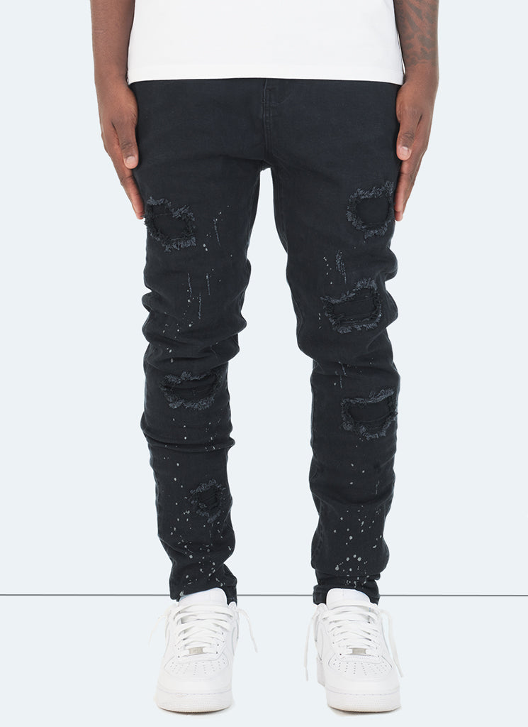 Triple Patchwork Jeans Black – N V L T Y - Main Image