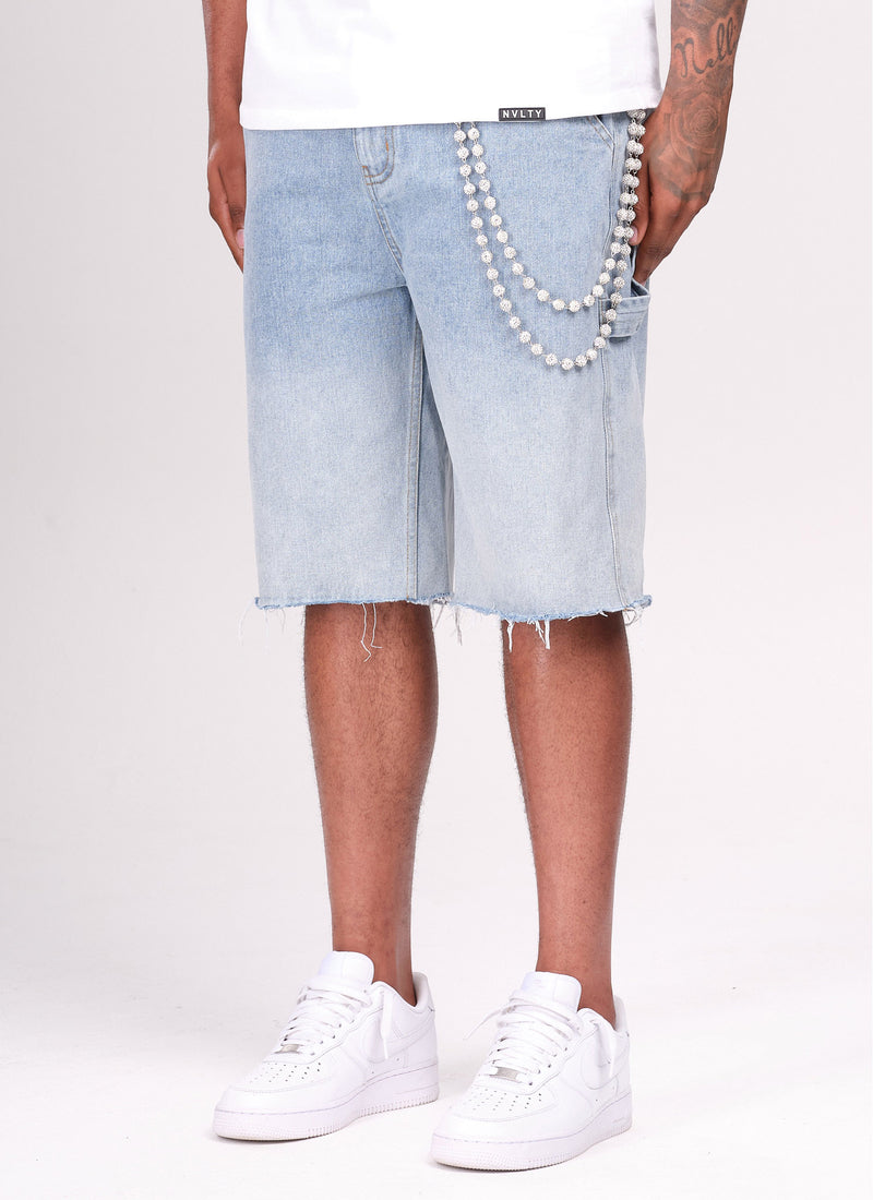 Vintage Deep Fade Denim Shorts - Blue