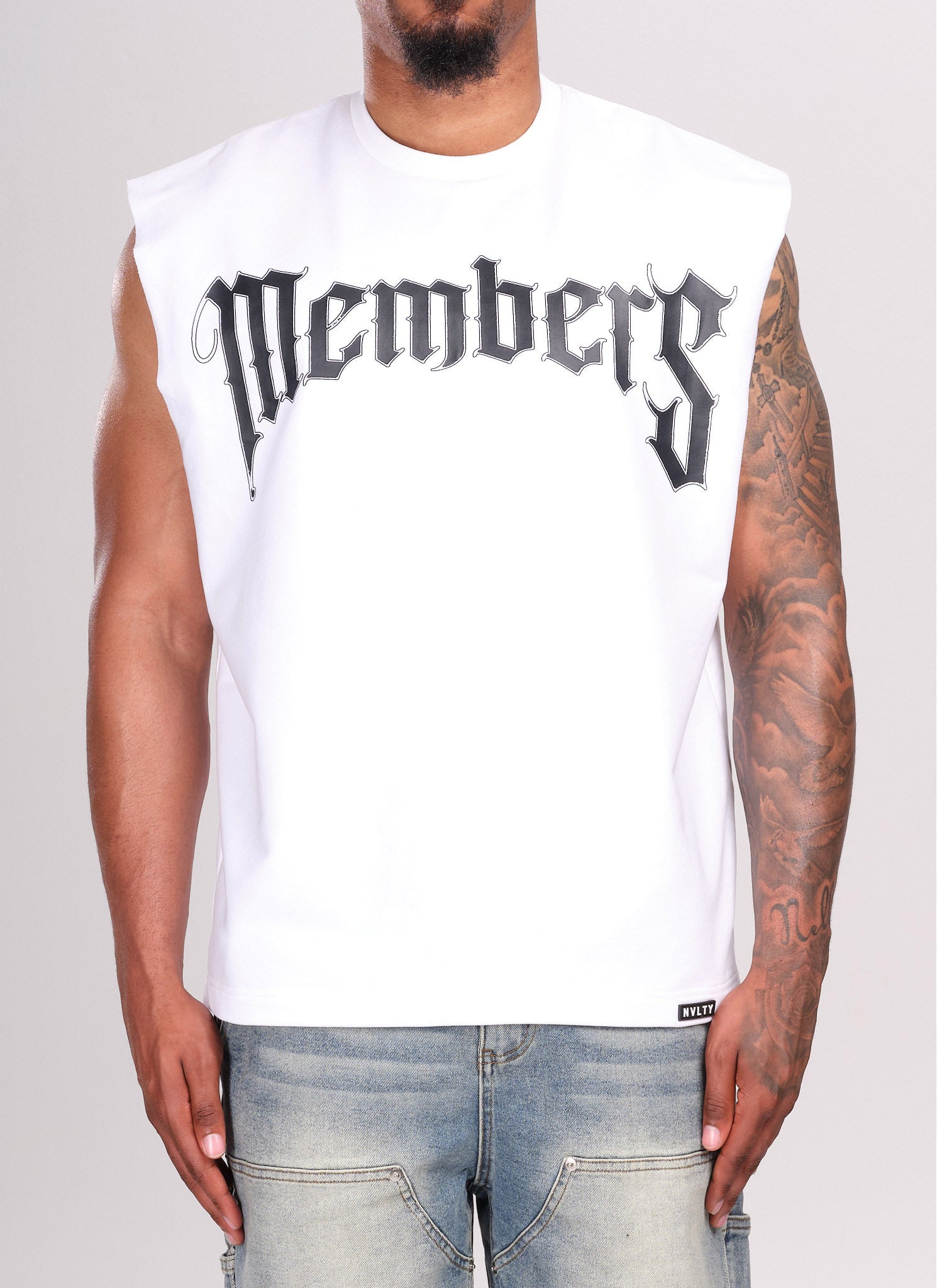 Members Arc Sleeveless T-Shirt - White – N V L T Y