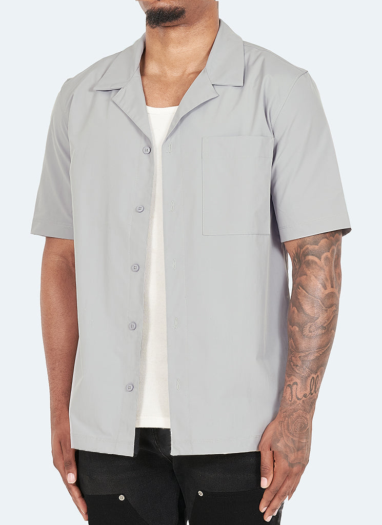 Essential Open Collar Shirt - Grey