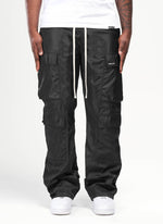 Nylon Double Pocket Cargo Pants - Black