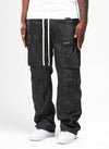 Nylon Double Pocket Cargo Pants - Black