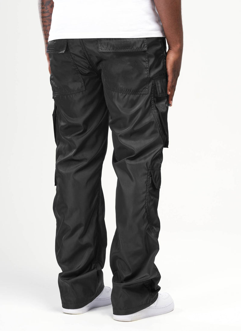 Nylon Double Pocket Cargo Pants - Black