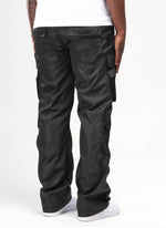 Nylon Double Pocket Cargo Pants - Black