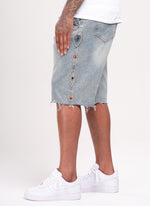 Vintage Studded Denim Shorts - Blue
