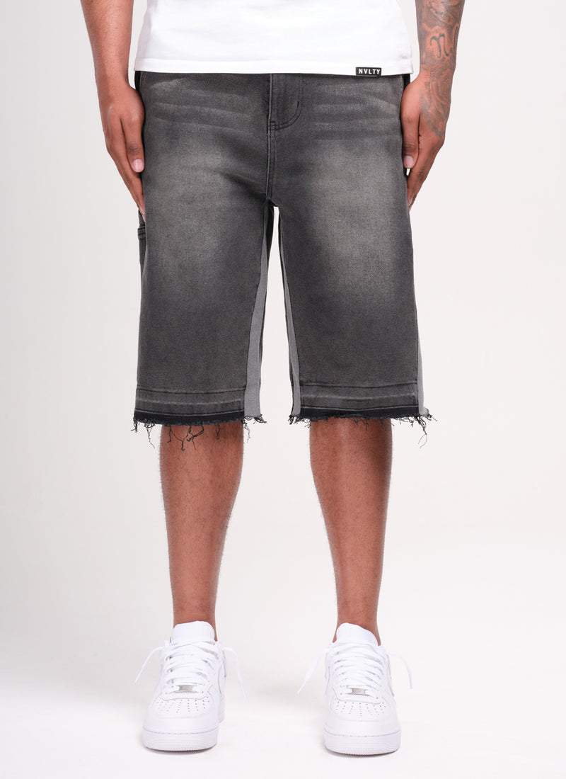 Vintage Flare Denim Shorts - Black