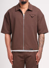 Twill Pocket Square Shirt - Brown