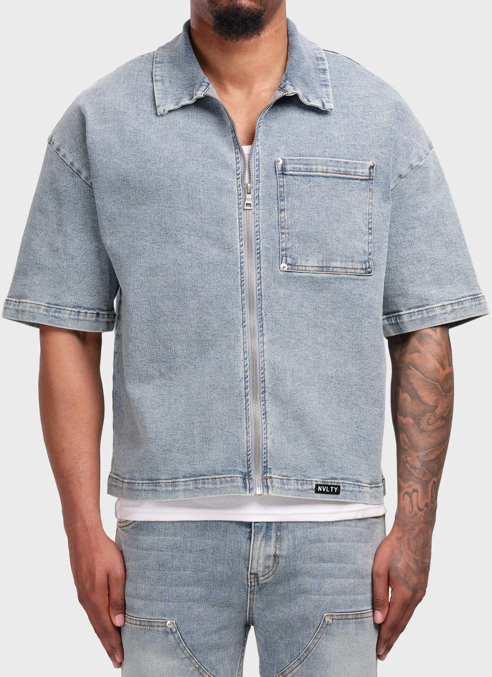 Vintage Rivet Denim Shirt - Blue