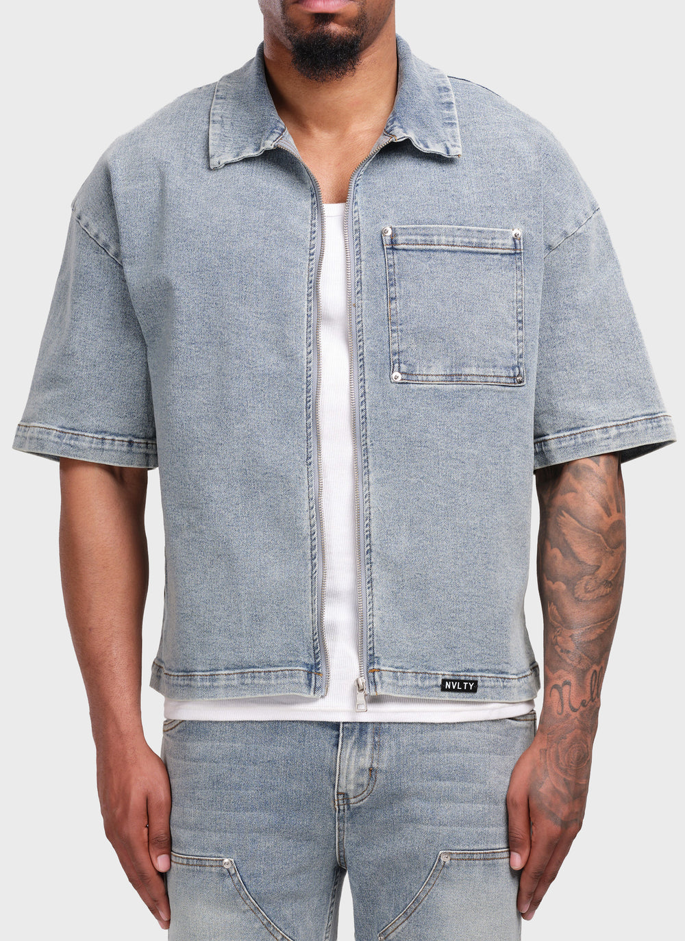 Vintage Rivet Denim Shirt - Blue