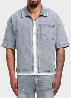 Vintage Rivet Denim Shirt - Blue