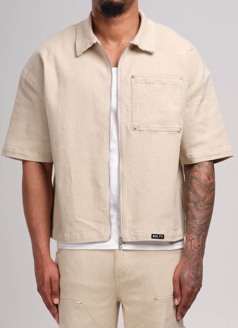 Vintage Rivet Denim Shirt - Stone