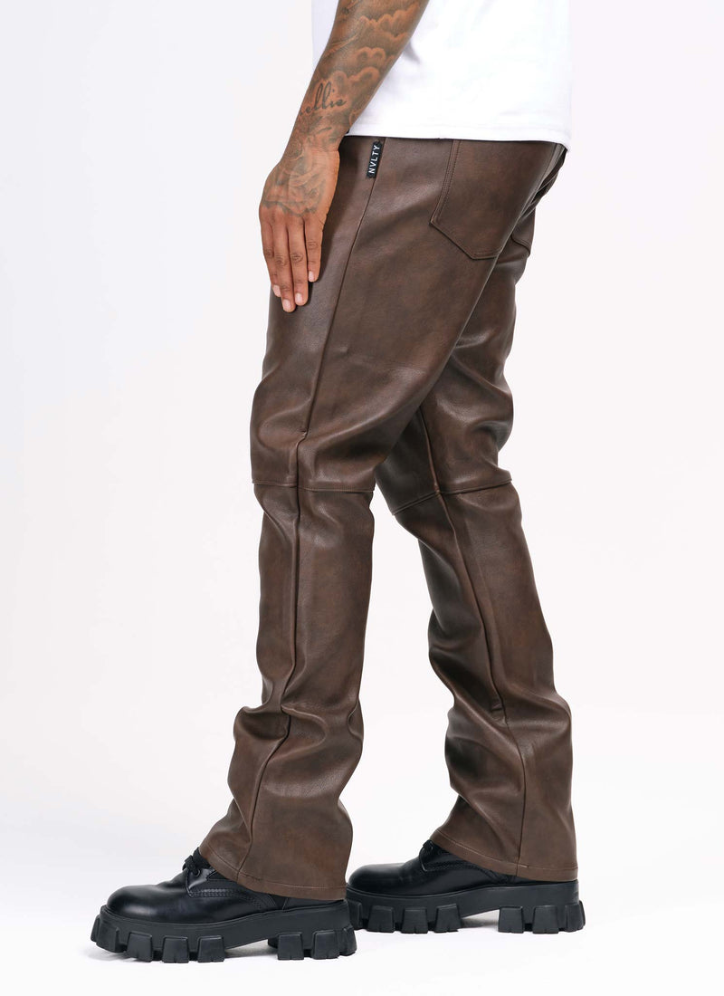 Vintage Heavyweight Leather Pants - Brown