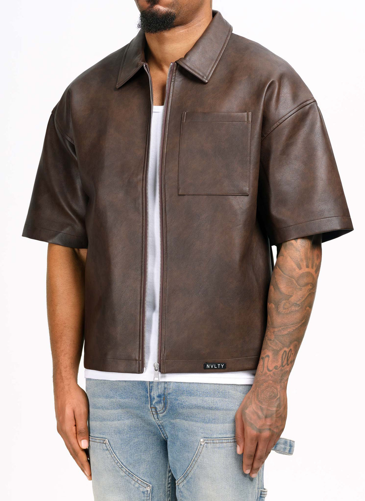 Vintage Heavyweight Leather Shirt - Brown