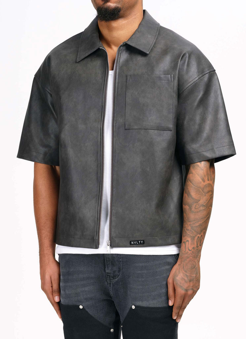 Vintage Heavyweight Leather Shirt - Black