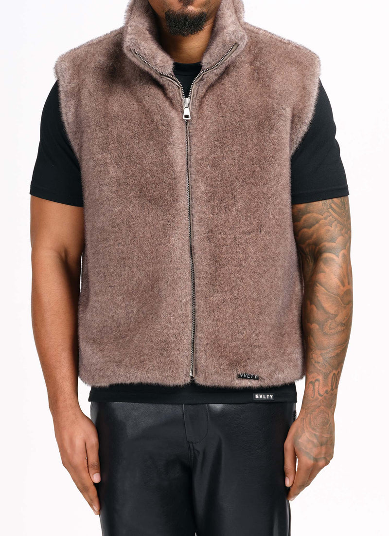 Fur Vest - Taupe