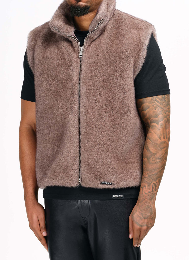 Fur Vest - Taupe