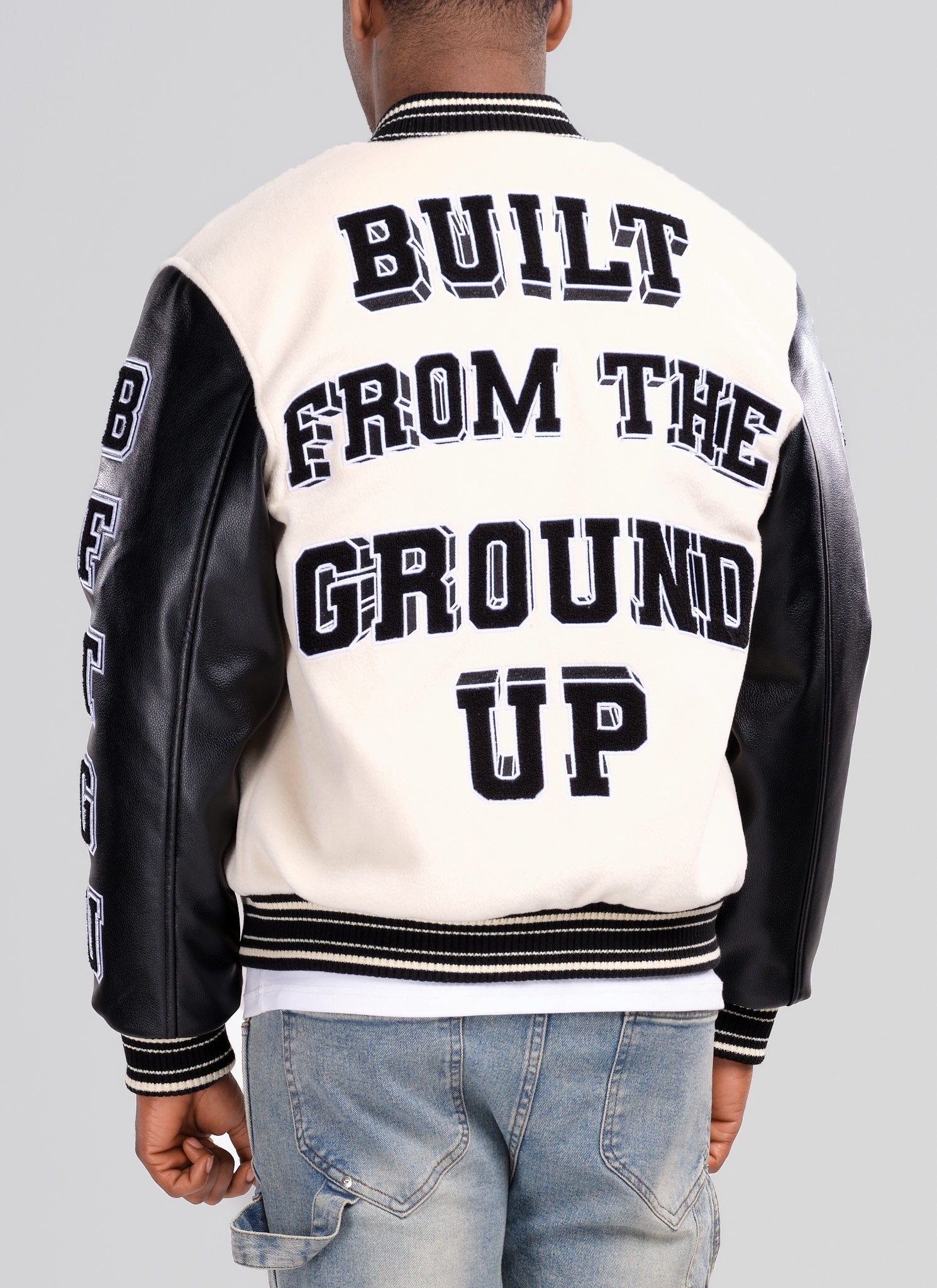 Built From The Ground Up Varsity Jacket - Ivory